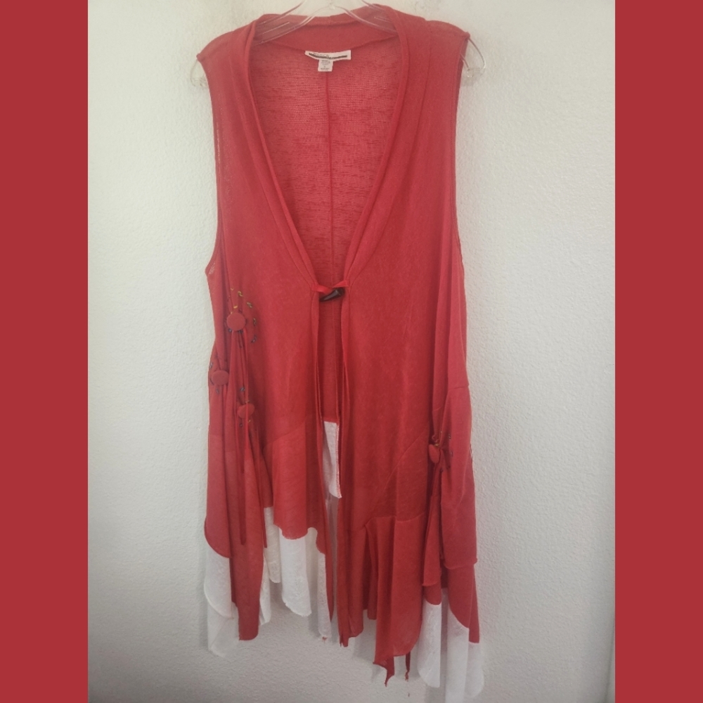 Mirror Image Boho Long Asymmetrical Cardigan Duster Medium
